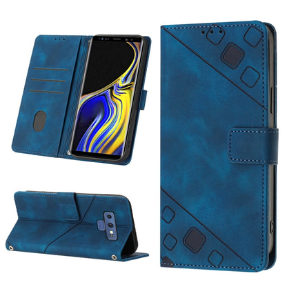 Turquoise embossed leather folio phone case, open flip cover and detailed back emboss