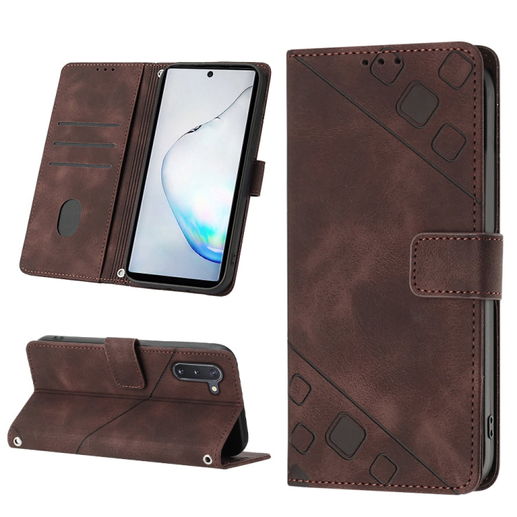 Brown embossed leather wallet phone case with card slots and folio flip cover