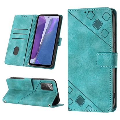 Turquoise embossed leather folio phone case with flip stand and card slots