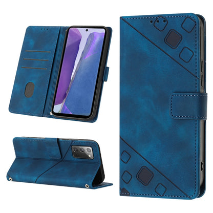 Turquoise embossed leather folio phone case with flip cover and geometric back emboss