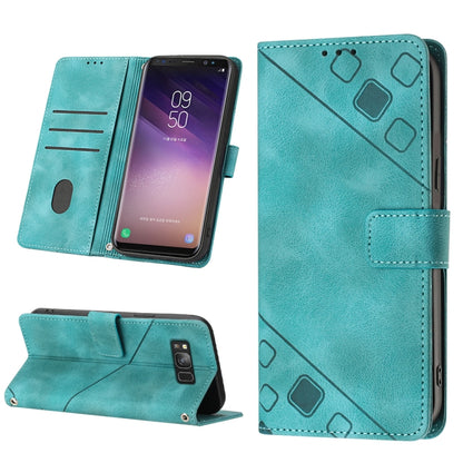 Turquoise embossed leather folio phone case with flip cover and side camera cutout