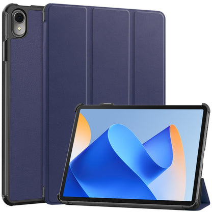 Dark blue 3-fold leather tablet case with tri-fold cover and front stand