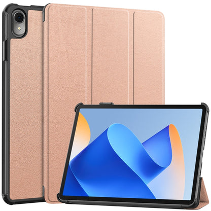 Rose gold 3-fold leather tablet case with tri-fold cover and front stand