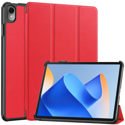 Red 3-fold leather tablet case with tri-fold cover and front stand