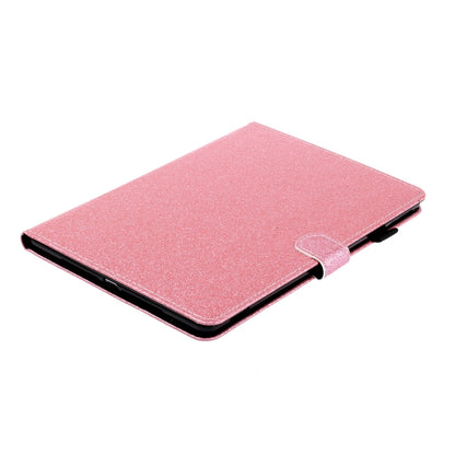 Pink glitter flip tablet case with folding stand for portrait viewing