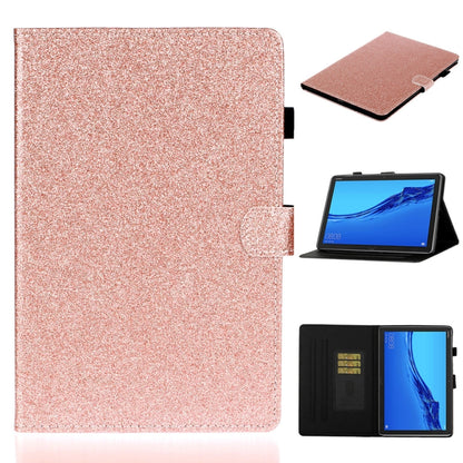 Rose gold glitter flip tablet case with card slot and folding stand