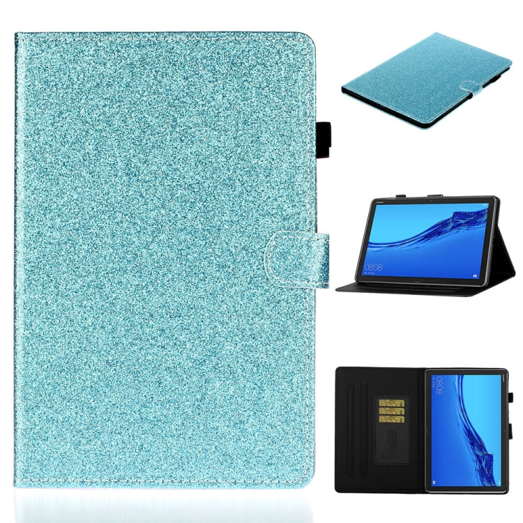 Blue glitter flip tablet case with card slot and sleep/wake cover