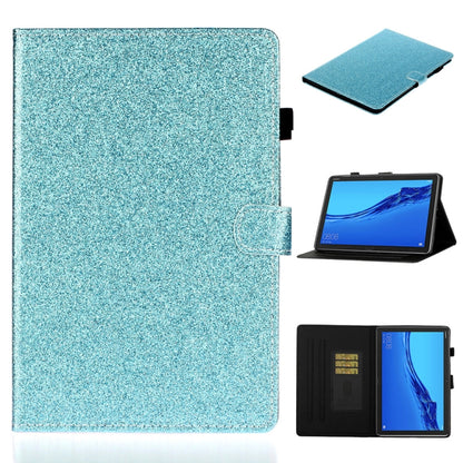 Blue glitter flip tablet case with card slot and sleep/wake cover