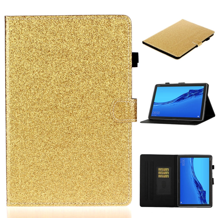 Gold glitter flip tablet case with card holder and sleep/wake, includes kickstand