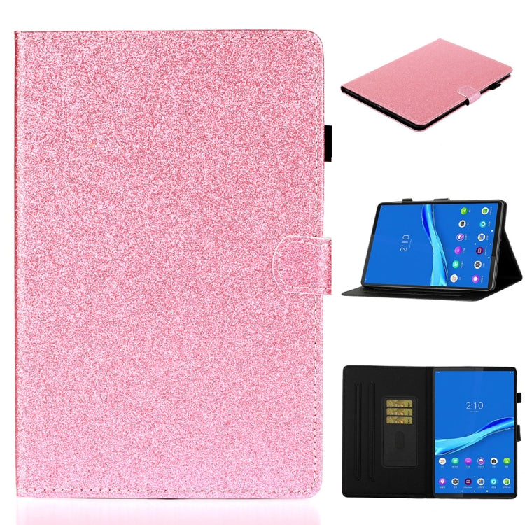 Pink glitter flip tablet case with card holder and sleep/wake, includes kickstand