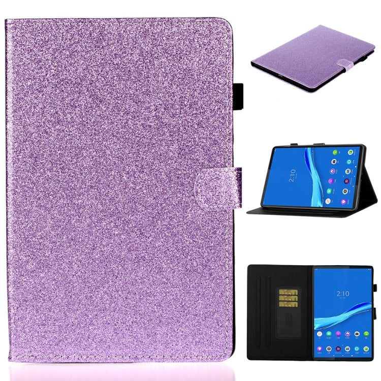 Purple glitter flip tablet case with card holder and sleep/wake, includes kickstand