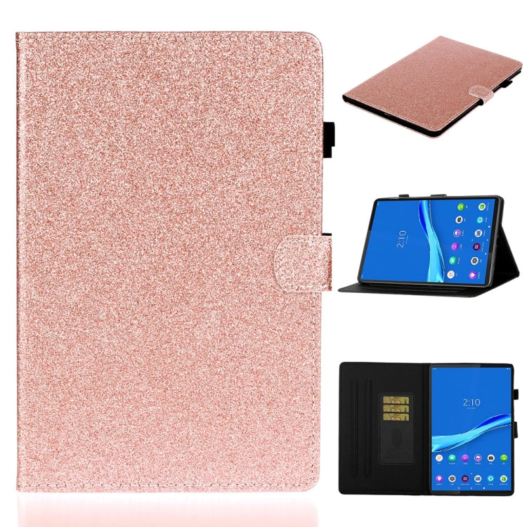 Rose gold glitter flip tablet case with card holder and sleep/wake, includes kickstand