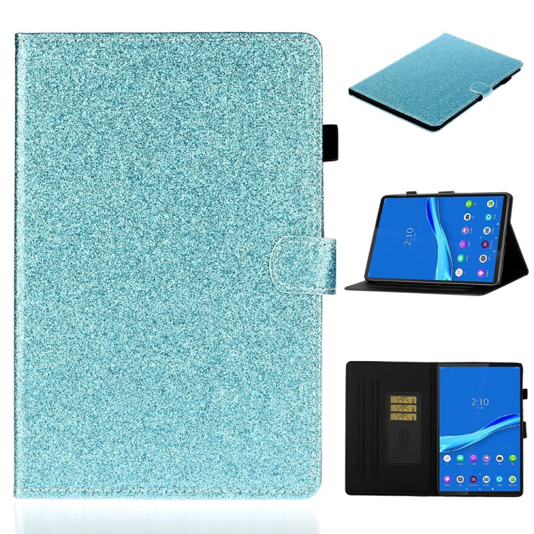 Blue glitter flip tablet case with card holder and sleep/wake, includes kickstand