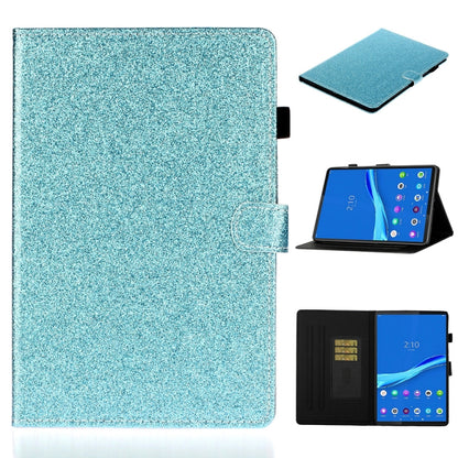 Blue glitter flip tablet case with card holder and sleep/wake, includes kickstand