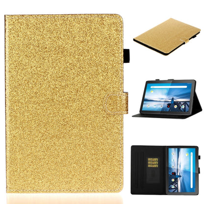 Gold glitter flip tablet case with card slot and built-in stand