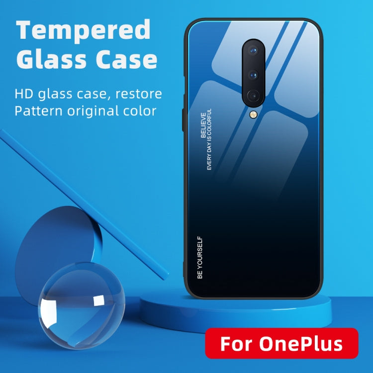 Gradient glass phone case with dual camera cutout, blue-to-dark gradient