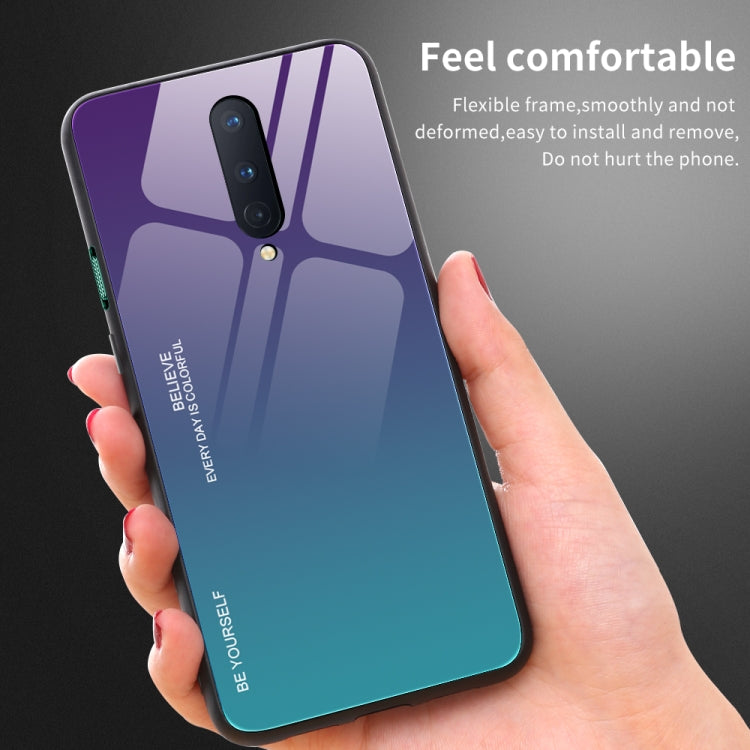 Gradient glass phone case with dual camera cutout, purple-to-teal gradient, rounded corners