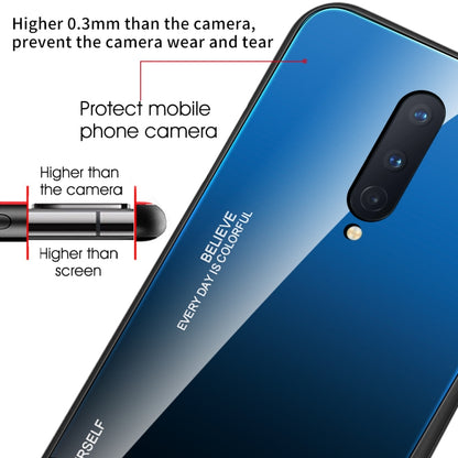 Gradient glass phone case with dual camera cutout, blue gradient with side protection edges