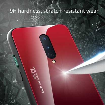 Gradient glass phone case with dual camera cutout, red gradient with dark side frame