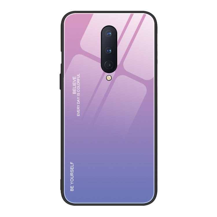 Gradient glass phone case with dual camera cutout, purple-to-pink gradient