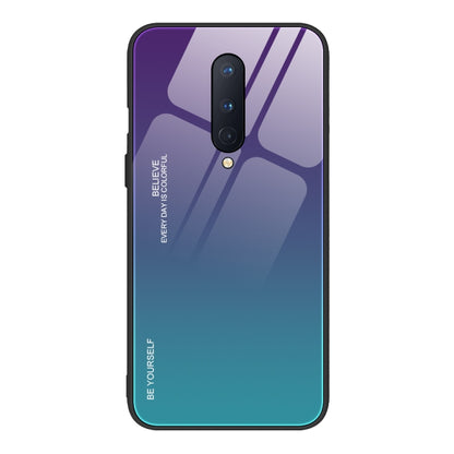 Gradient glass phone case with dual camera cutout, purple-to-blue gradient
