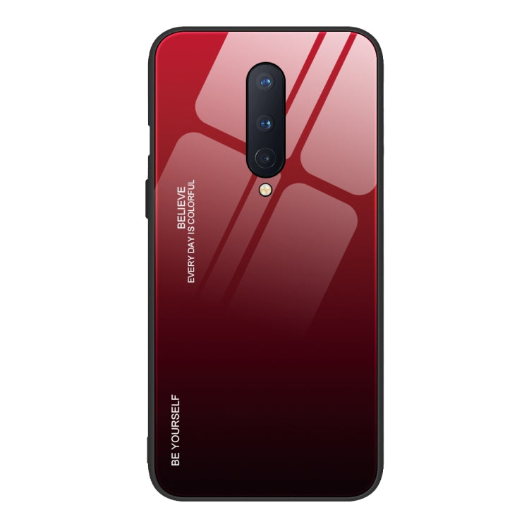 Gradient glass phone case, red-to-burgundy back with dual camera cutouts and raised edges