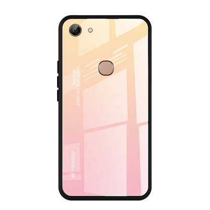 Gradient glass phone case, beige-to-pink back with single camera cutout and raised edges