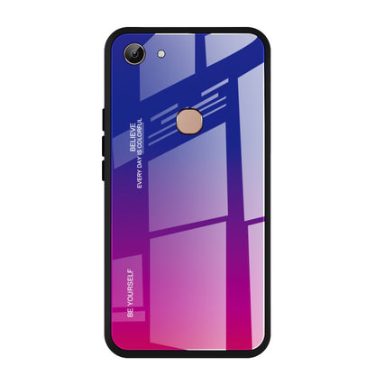 Gradient glass phone case, blue-to-purple back with single camera cutout and raised edges