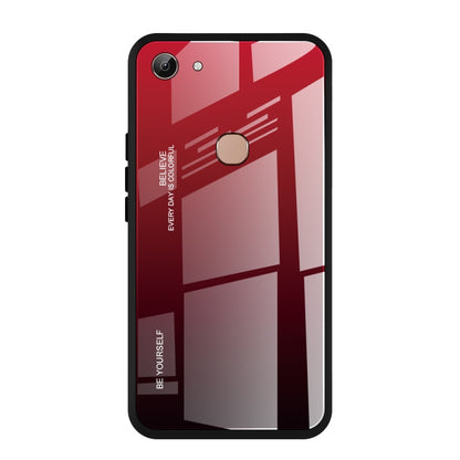 Gradient glass phone case, red-to-pink back with single camera cutout and raised edges