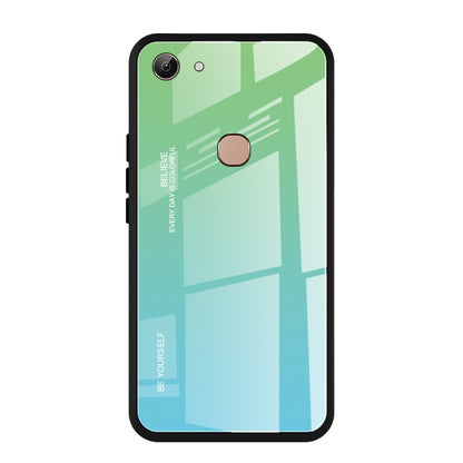 Gradient glass phone case, green-to-mint back with single camera cutout and raised edges