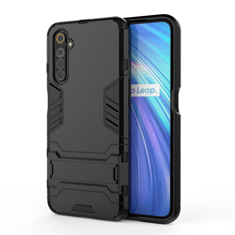 Shockproof phone case with black rugged TPU and PC shell, shown on front and back