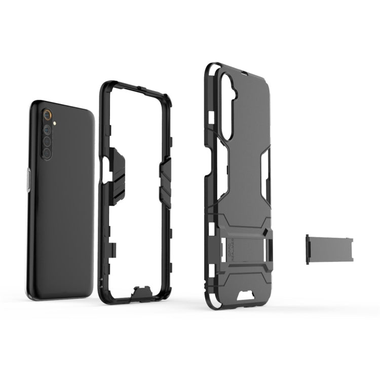 Rugged black phone case with visible camera cutouts and side protection