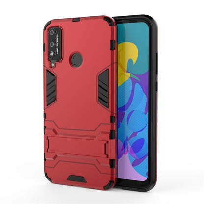 Red rugged phone case with circular holder and front screen view
