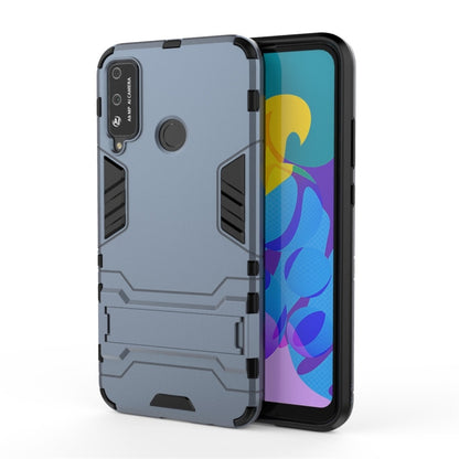 Shockproof PC+TPU phone case, light gray/black armor design with camera and button cutouts