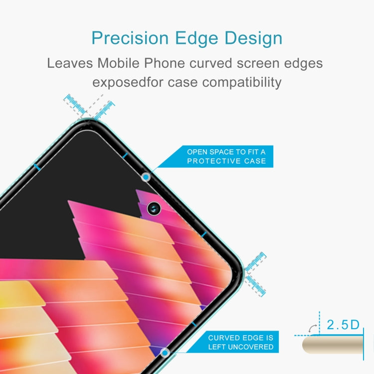 Tempered glass screen protector with precise curved edge cutout for cases