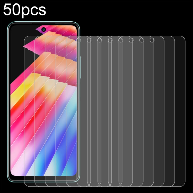 Set of 50 tempered glass screen protectors, 2.5D edge, for phone display