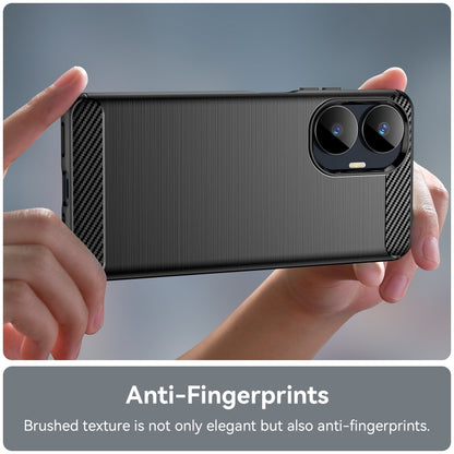 Black brushed phone case held by hands, showing dual camera cutout and textured sides