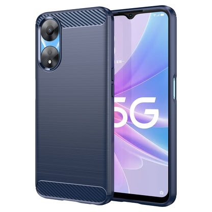 Brushed texture TPU phone case in dark blue with textured back and side button openings