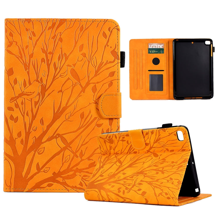 Orange tablet PU case with leaf pattern, flip cover, and folding stand
