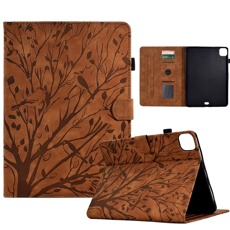 Tan tablet PU case with leaf pattern, flip cover, and folding stand