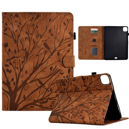 Tan tablet PU case with leaf pattern, flip cover, and folding stand