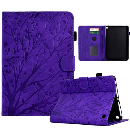 Violet tablet PU case with leaf pattern, flip cover, and folding stand