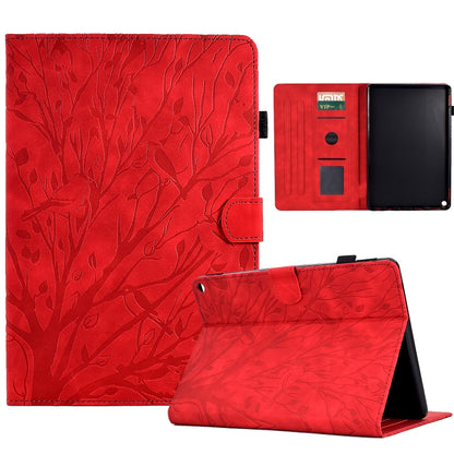 Red leaf-pattern PU tablet case folio with stand and front flap, black screen holder