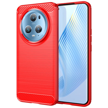 Red brushed carbon-fiber TPU phone case with camera cutout