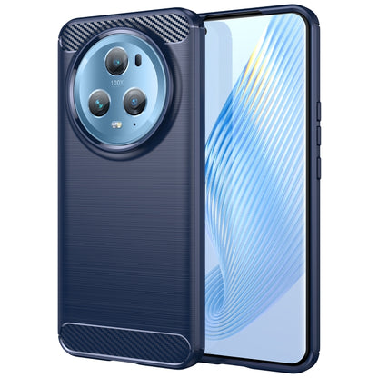 Navy blue brushed carbon-fiber TPU phone case with camera cutout