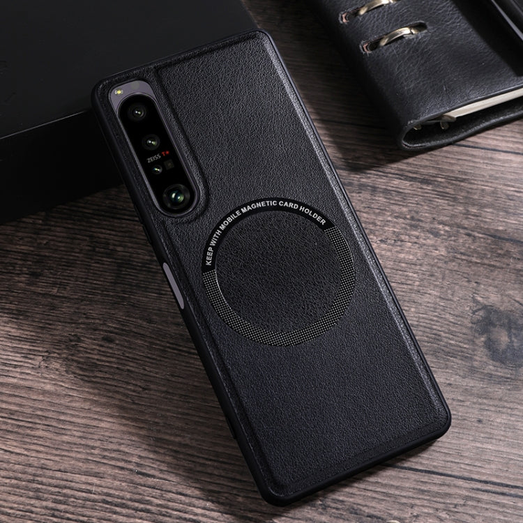 Black textured PU phone case with MagSafe magnetic card holder and camera cutouts