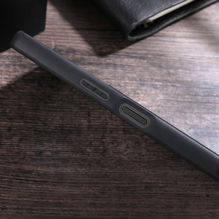 Dark textured PU phone case side view with raised buttons and port openings