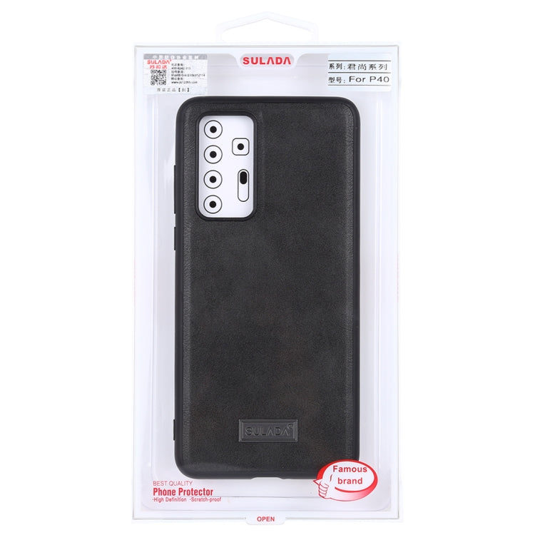 Black leather-style phone protective case shown in retail packaging