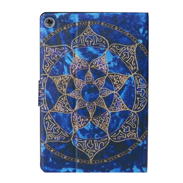 Blue mandala flip leather tablet case with camera cutout