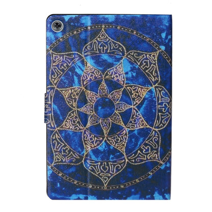 Blue mandala flip leather tablet case with camera cutout